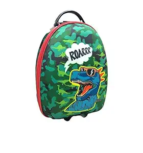 Kidzz Hard Canvas Luggage Trolleybag for Teens - Backpack for Kids, Cartoon Travel Bag Suitcase for Girls/Boys (Dinosaur)