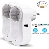 VIFLYKOO Enchufe Inteligente WiFi Inalámbrico 2-Pack Smart Socket Interruptor APP Control Remoto y Temporizador Programador Wi-Fi Plug con Puerto USB Compatibles con IOS y Android, Amazon Alexa