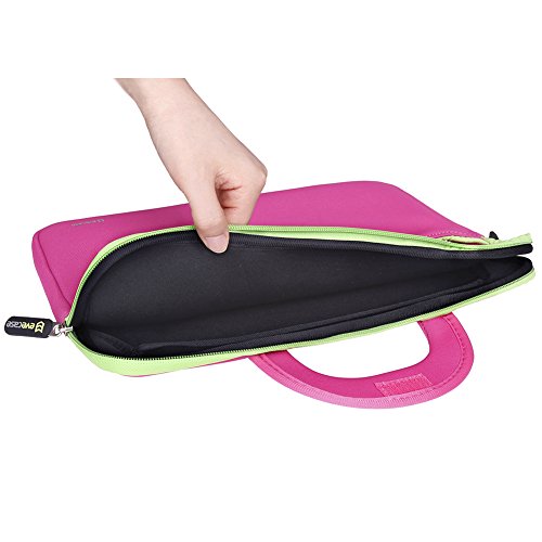 Tablet Schutzhülle 11.6 Zoll, Evecase Universal Neopren Tablet Case mit Vorderseitigem Zubehörfach für Tablet bis 11.6 Zoll Lenovo Acer Asus iPad Samsung – Pink / Grün XL - 5