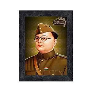 Subhash Chandra Bose Wood Photo Frames with Acrylic Sheet (Glass)(photoframe,Multicolour,8x6inch)-9370