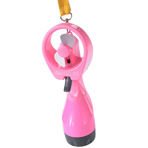 Neuester Akku-betriebener, Wasser sprühender Miniventilator Spray Mini Fan mit Flaschenbefeuchtungssystem + ein Schlüsselband und einem Haken HG080 (pink) - 5