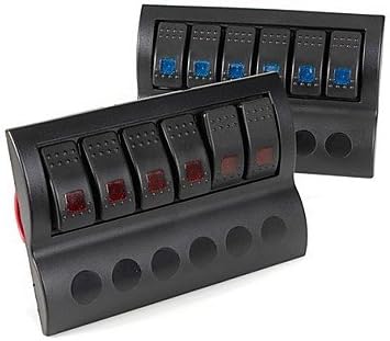 Boat 6 Gang Rocker Circuit Breaker Switch Panel With LED Indicator ( Color : Red )