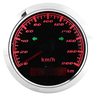 FastUU Universal GPS Speedometer, 9 32V Ip67 GPS Speedometer, 200Km/H 0 999999Km LCD Odometer Anti Fog Multi Function Meter for Car Modification, Motorcycles, Motor Boats