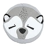 Jeteven Tapis de Chambre Enfant Tapis de Jeu Bébé Rond Portable Doux (Renard Gri