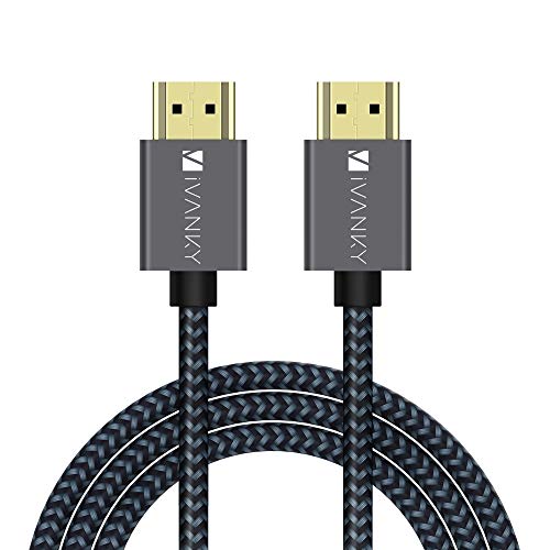 iVANKY Câble HDMI 3m 4K Ultra HD - Câble HDMI 2.0 en Nylon Tressé Supporte Ethernet/3D/Retour Audio - Cordon HDMI 3m pour Lecteur Blu-Ray/Xbox/PS4 - Gris Sidéral