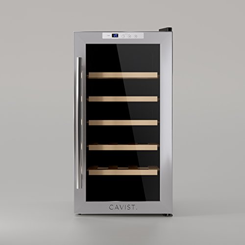 Cavist Cave à vin 18 bouteilles de Conservation CAVIST18 52L pose libre Petite Professionnelle Inox, WineCellar réfrigérante Thermo Electrique multi température 5°C-22°C, Silencieuse, Porte vitrée