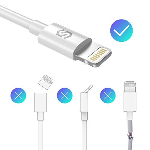 Lightning Cable Syncwire iPhone Charger -[Apple MFi Certified] Lifetime Warranty Series- for iPhone 7 Plus 6S Plus 6 Plus SE 5S 5C 5, iPad 2 3 4 Mini, iPad Pro Air, iPod - 6.5ft/2m White