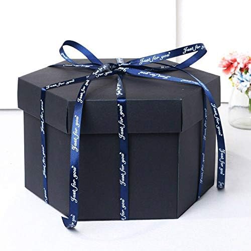 PannowExplosion Box DIY Handmade Photo Album Scrapbooking, Gift Box with 6 Faces 5 Layer for Valentine's Day Wedding Box Birthday Party Surprise Festival Gift (Black#2)