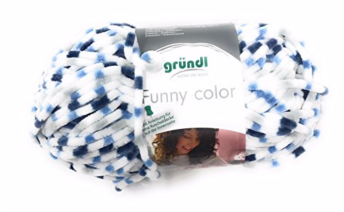 Gründl Funny Color, Chenillegarn, 100 Gramm, Babywolle, + kostenl. Anleitung in der Banderole (03 blau-Color)