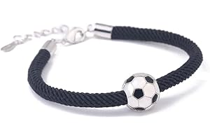 IMINI Bracelet De Football Pour Homme Garçon Bracelet Tressé Breloques De Football Bracelet De Cheville Chaîne De Cheville Bijoux De Cadeau d'Anniversaire Pour Fille Fils Bijoux Délicats