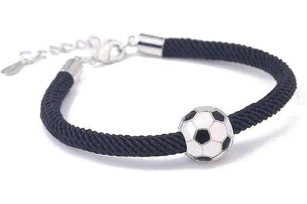 IMINI Bracelet De Football Pour Homme Garçon Bracelet Tressé Breloques De Football Bracelet De Cheville Chaîne De Cheville Bijoux De Cadeau d'Anniversaire Pour Fille Fils Bijoux Délicats