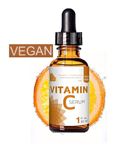 Vitamin C Serum – 100 % Pure Vitamin C Serum – Naturkosmetik, Hyaluron, Gesichtsreinigung | Anti Aging Serum | Wirkt gegen dunkle Augenringe | Altersflecken & Schäden durch Sonneneinstrahlung | gegen Faltenbildung | Bestes Antioxidationsmittel auf dem Markt| Unisex | Reine Aloe Vera, MSM, Jojoba Oil, Vitamin E | Kosmetik | Vegan | Premium Qualität | von Secret Essentials