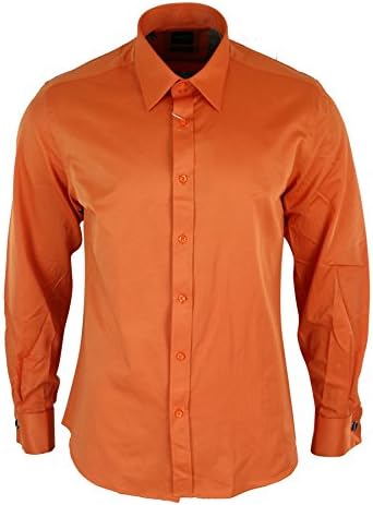 Mens Cotton Double Cuff Button Shirt Smart Casual Formal Italian Tailored Fit