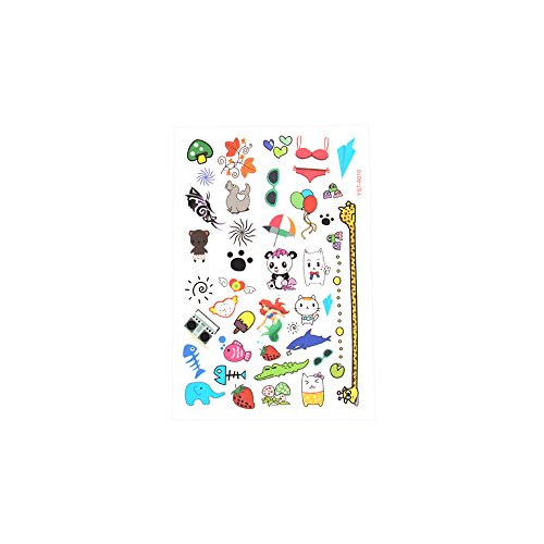 96 Kindertattoos Set Buntes Design | verschiedene Motive Tattoos für Kinder spielen | Lustig Cartoon Farben - 3