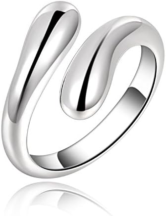 TEARDROP RING in 925 Sterling Silver Plate - FREE Drawstring Gift Pouch - Open/Adjustable Wrap Ring