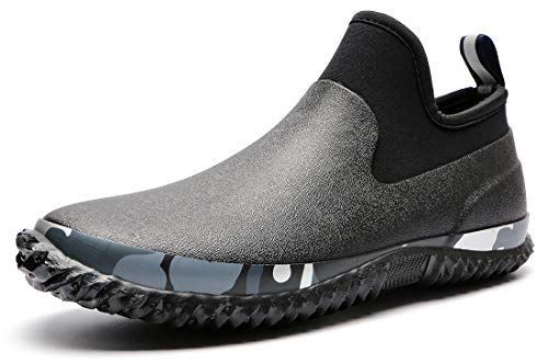 Preisvergleich Produktbild TENGTA Unisex Wasserdicht Neopren Gummistiefeletten Damen Rutschfeste Gartenschuhe Herren Regenstiefel Schwarz 42
