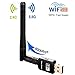 Wlan Stick 600Mbit/s, Wireless USB Wifi Adapter mit Antenna & WPS für drahtlose WLAN Netzwerke, Dualband(5G/433Mbps + 2.4G/150Mbps) USB Wifi Dongle für PC Windows 10/8.1/8/7/XP/Vista MAC OS