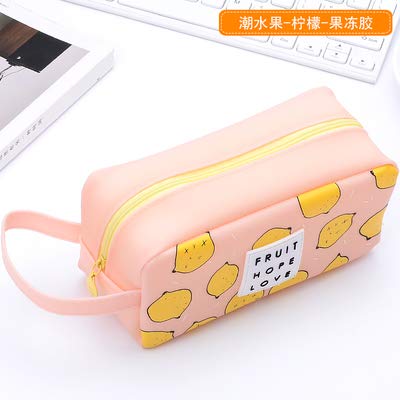 Preisvergleich Produktbild HAWSOIFHDUUUS mäppchen Studenten-Bleistift-Kasten-Segeltuch-... neue Ideen-Feder-Beutel-minimalistische koreanische kleine frische nette Kinder, Zitronen-Gele Gel