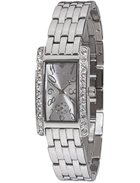 Yves Camani Damen-Armbanduhr Amance II mit silbernem Edelstahl-Gehäuse und Zifferblatt. Elegante Quarz Damen-Uhr...