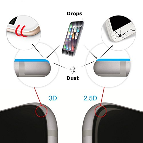 MarvTek Full Cover Vidrio Cristal Templado Completo curvo 3D para iPhone 6 6s 4 7    3D Touch Compatible  Protector de Pantalla Completa 3D para iPhone 6   6s 4 7   Negro  