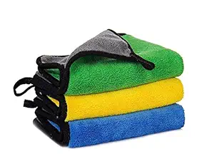 NEERAK Microfiber Double Sided Towel | Cloth for Detailing and Polishing (50x80cm) 800 GSM (Random Color) Pack of 3