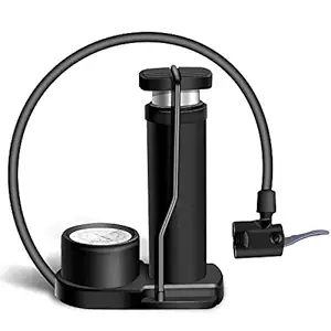 FIZLOZ 140 PSI Bike Pump Mini Bike Floor Pump Foot Activated Bicycle Pump Portable Bike Pump Bike Tire Pump Universal Presta & Schrader Valves Aluminum Alloy Barrel Free Gas Needle