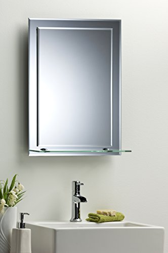 Badezimmerspiegel, Badspiegel, Wandspiegel, Spiegel, Mit Regal, Zwei Schichten aus Glas rechteckig - Schöne Qualität Spiegel für Ihr Bad, Schlafzimmer, Halle oder andere Räume in Ihrem Zuhause - 60cm x 43cm