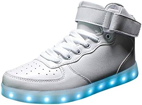 Myroads Unisex Men and Women High Top 7 Colors USB Charging LED Flashing Sneaker Lighting Shoes