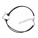 Pulseras de Gatos Ajustables Cuero Cadena Negro