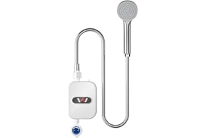 JOPWUE Chauffe Eau Instantané, Douche Portable Chauffante, 3500W, Affichage Digital De La TempéRature Par LED, Ensemble de Douche Thermostatique,IP4 Étanche,Pour Douche Salle De Bain Cuisine