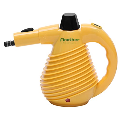spécifications Finether 1500W Nettoyeur Vapeur à Main Electrique Multi-Fonctions avec 10 Accessoires pour le Nettoyage et la Désinfection, Arrêt Automatique, GS, EMC et CE Certifié, Jaune