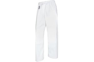 TEKKA BUDO Pantalon de judo standard blanc - Avec renfort aux genoux - Coton 8 oz - Pantalon de judo avec taille élastique - Taille 110 à 200 cm