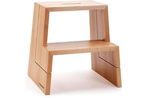 ‎NATUREHOME NATUREHOME – Tritthocker aus zertifiziertem Buchenhartholz massiv natur 46x38x46 cm – 120kg Tragkraft, stabil & kippsicher, kompakt & platzsparend – Hocker mit Griff als Trittbank für Küche, Bad, Büro