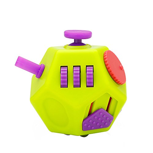 Maner Fidget Cube 2 Jouet amélioré 12 côtés Hand Dodécaèdre Jouets Chaque jour Carry Fidgets Dispositifs aider à soulager le stress et l'anxiété vert