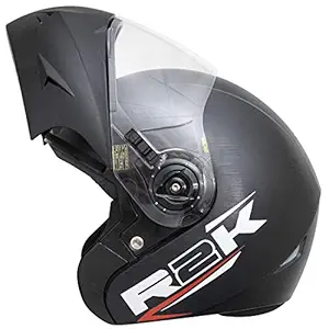 Steelbird R2K ABS Oska Reflective Flip-Up Helmet, ISI Certified Helmet (Large 600 Mm, Dashing Black with Clear Visor)