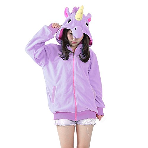 KiKa Monkey Cosplay Unicorn Animal Chaqueta con capucha Jacket traje de fiesta del suéter (S, Púrpura)