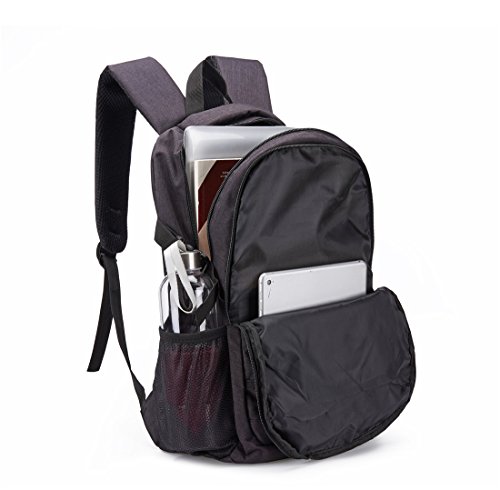 Maod Leinwand Freizeit Schulrucksack Jungen Rucksack schule daypack Laptoprucks  cke 15 Zoll Schultasche laptop backpack  Schwarz 