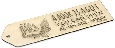 Engraved Wooden Bookmark "A book is a gift..."
