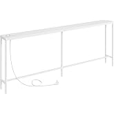 MAHANCRIS Console Table with Power Outlets, Narrow Sideboard, Industrial Style Entryway Table with USB Port, Sofa Side Table