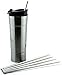 Produktbild 4 Pack Cocostraw for Bubba Hero 20 oz Silver Tumbler PerfectFIT 18/8 Stainless Steel Drinking Straws With Cleaning Brush by CocoStraw