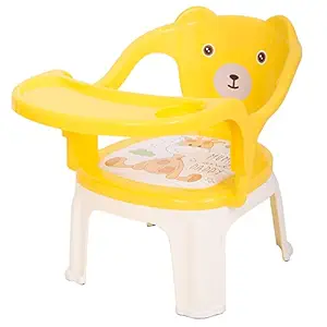 BAYBEE Baby Chair, with Tray Strong and Durable Plastic Chair for Kids/Plastic School Study Chair/Feeding Chair for Kids,Portable High Chair for Kids Upto 35 Kgs (Yellow)