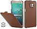 Produktbild StilGut® UltraSlim Case, Hülle Tasche aus Leder für Samsung Galaxy S6 Edge+, Cognac