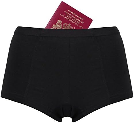 Women’s Pickpocket Proof Boy Shorts 2 Pack (Black) (Medium)
