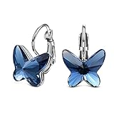 Yellow Chimes Crystals from Swarovski Blue Butterfly Designer Earrings for Women and Girls