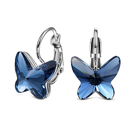 Yellow Chimes Crystals from Swarovski Blue Butterfly Designer Earrings for Women and Girls