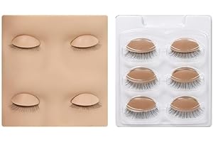 ANNAFRIS Extensión de Pestañas Cabeza de Maniquí Ojos Extraíbles Cabeza de Maniquí de Silicona Práctica Entrenamiento de Extensión de Pestañas Con 5 Pares de Ojos Extraíbles(Head A-Skin)