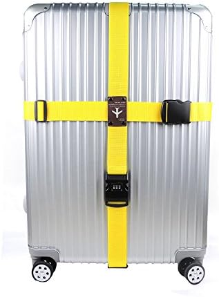 KANJIAN lockable Luggage Strap /Travel suitcase Belt-Yellow