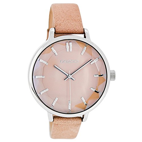 Oozoo Damenuhr mit Lederband 40 MM Pinkgrau/Pinkgrau C7916