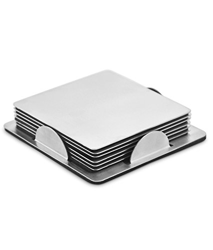 Kabalo Set von 6 Quadrat Edelstahl moderne Achterbahn Getränke Mattenset