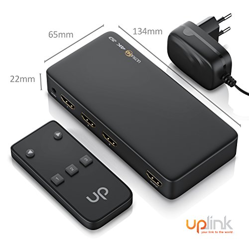4 K HDMI Switch/3 Port Umschalter | Automatische Umschaltung | mit Stromversorgung | UHD – Ultra HD/2060P @ 30 Hz/3d Ready + CEC | 36-bit Deep Color | inkl. Fernbedienung - 5